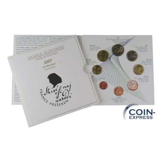 Euro Kursmünzensatz Slowenien 2007 BU