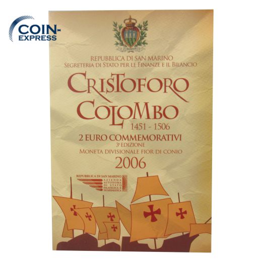 2 Euro Gedenkmünze San Marino 2006 Christoph Kolumbus