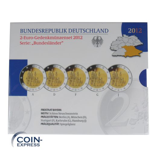 2 Euro Gedenkmünzenset Deutschland 2012 PP - Schloss Neuschwanstein