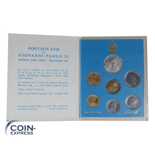 Lire Kursmünzensatz Vatikan 1987 BU