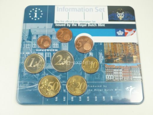 Euro Informationsset Dänemark 2002 - mit Kursmünzensatz Niederlande 2001