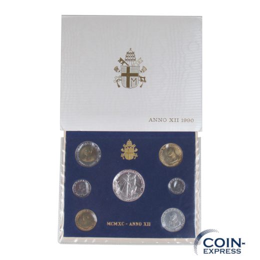 Lire Kursmünzensatz Vatikan 1990 BU ANNO XII
