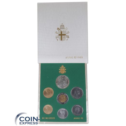 Lire Kursmünzensatz Vatikan 1989 BU - MCMLXXXIX ANNO XI