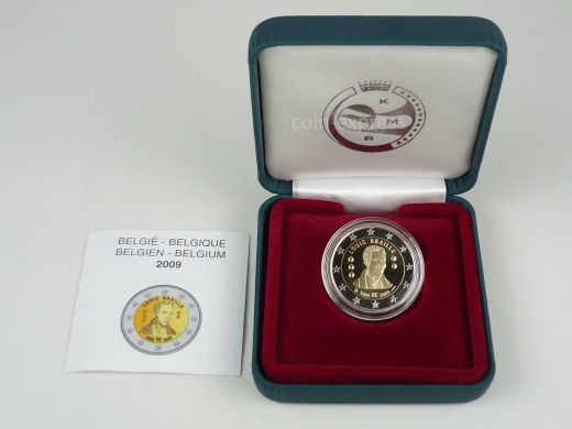2 Euro Gedenkmünze Belgien 2009 Louis Braille in PP Polierter Platte
