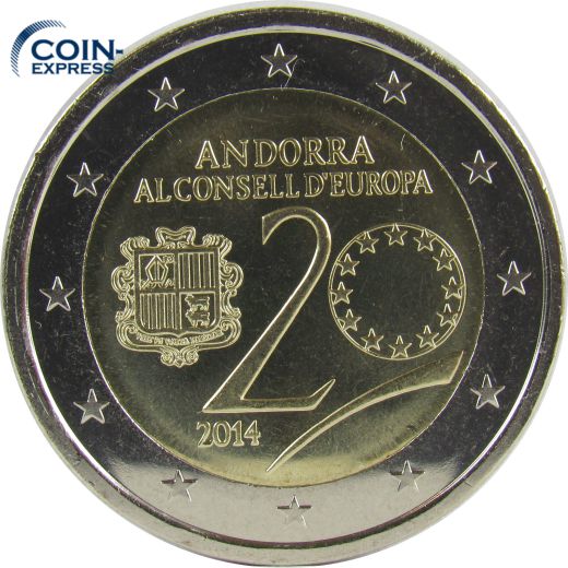 2 Euro Gedenkmünze Andorra 2014 - 20 Jahre Europarat