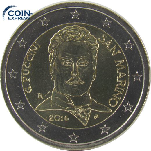 2 Euro Gedenkmünze San Marino 2014 - Giacomo Puccini