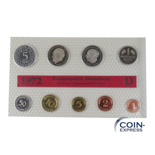 DM Kursmünzensatz Deutschland 1972 PP D