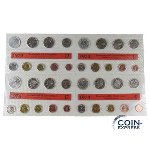 DM Kursmünzensätze Deutschland 1974 Stempelglanz - DFGJ