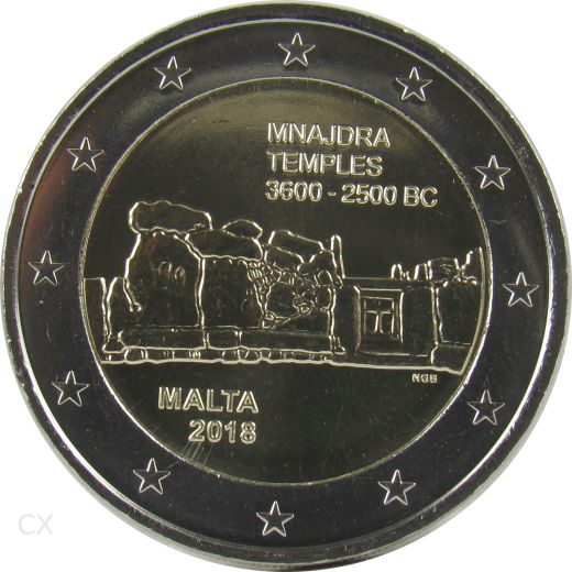 2 Euro Gedenkmünze Malta 2018 - Tempel von Mnajdra