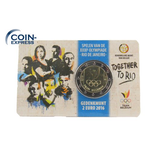 2 Euro Gedenkmünze Belgien 2016 - Olympia Rio - in Coincard Flämisch