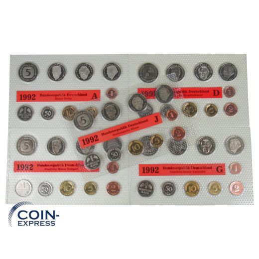 DM Kursmünzensätze Deutschland 1992 Stempelglanz ADFGJ
