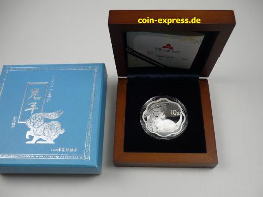 10 Yuan Gedenkmünze China 2011 Jahr des Hasen - Flower Shaped gewellt