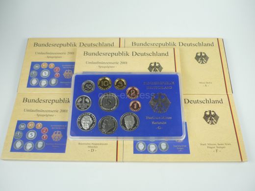 DM Kursmünzensätze Deutschland 2001 PP ADFGJ