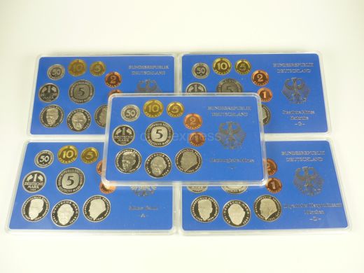 DM Kursmünzensätze Deutschland 1992 PP ADFGJ