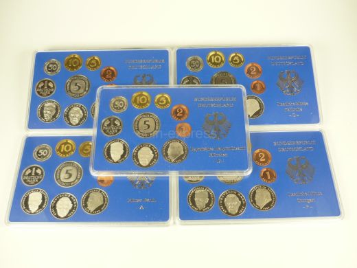 DM Kursmünzensätze Deutschland 1991 PP ADFGJ