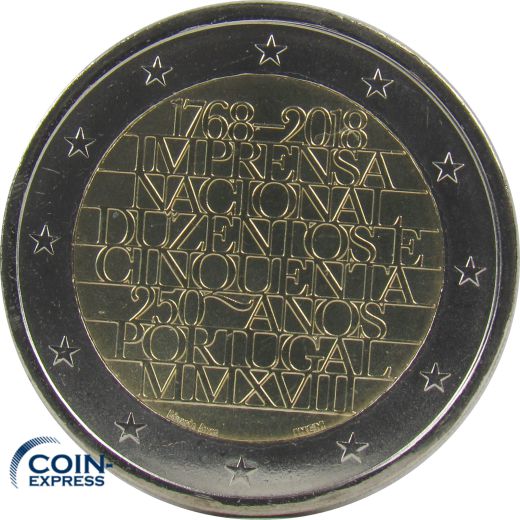 2 Euro Gedenkmünze Portugal 2018 - 250 Jahre Nationale Druckerei