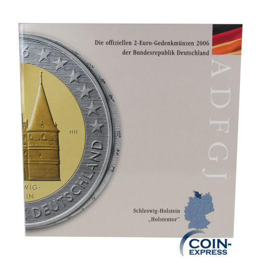 2 Euro Gedenkmünzen Deutschland 2006 Holstentor Lübeck ADFGJ im Folder