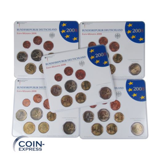 Euro Kursmünzensätze Deutschland 2008 ST ADFGJ