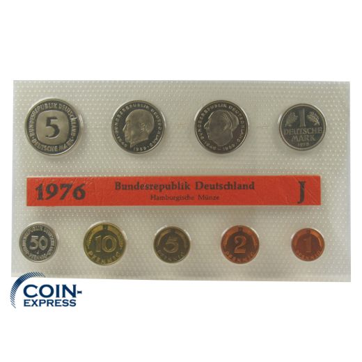 DM KMS Kursmünzensatz Deutschland 1976 ST J