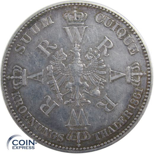 1 Taler Preußen 1861 Krönung Wilhelm I.