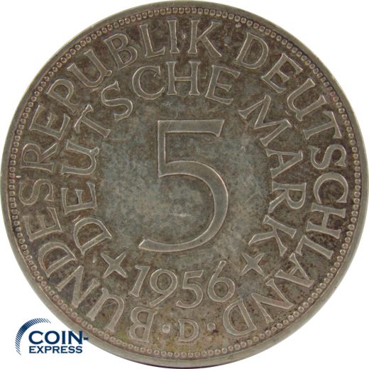 5 DM Münze Deutschland 1956 D - Silberadler