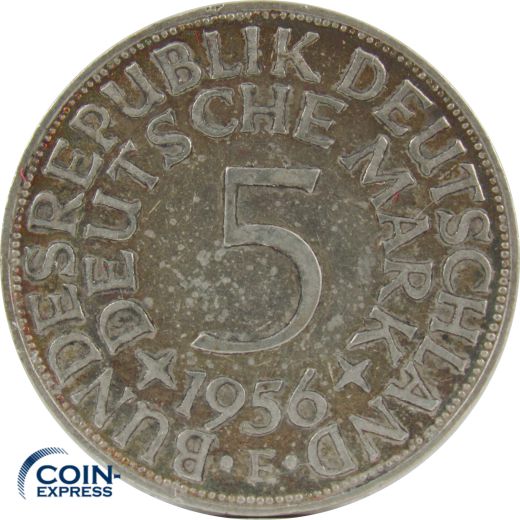 5 DM Münze Deutschland 1956 F - Silberadler