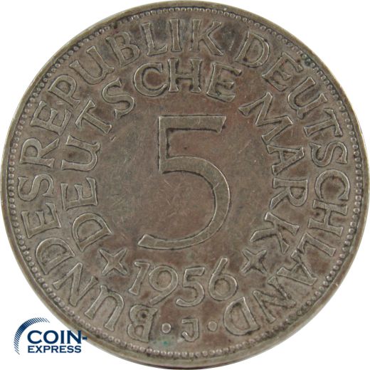 5 DM Münze Deutschland 1956 J - Silberadler