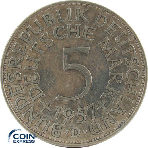 5 DM Münze Deutschland 1957 D - Silberadler