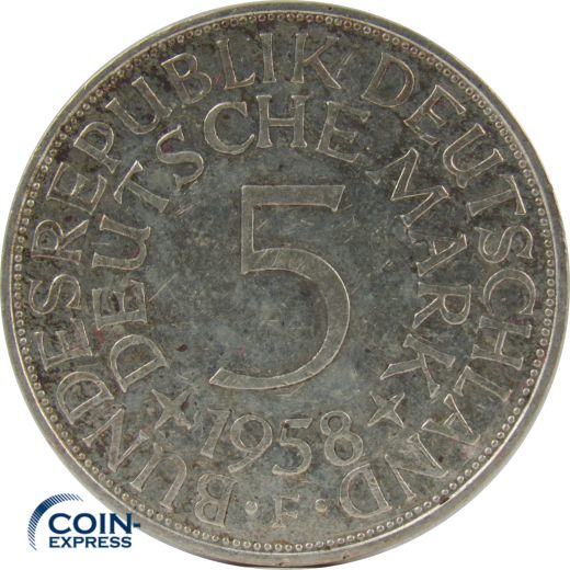5 DM Münze Deutschland 1958 F - Silberadler