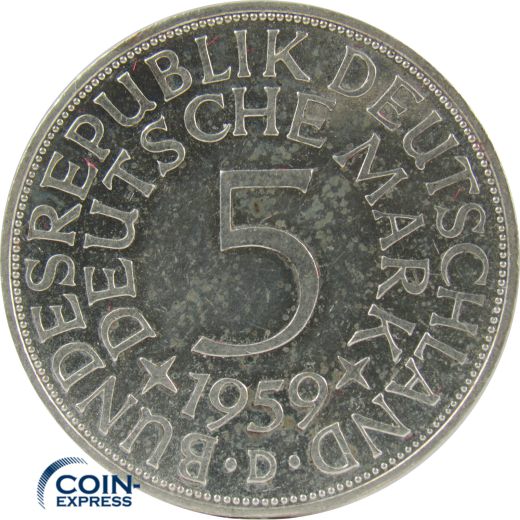 5 DM Münze Deutschland 1959 D - Silberadler