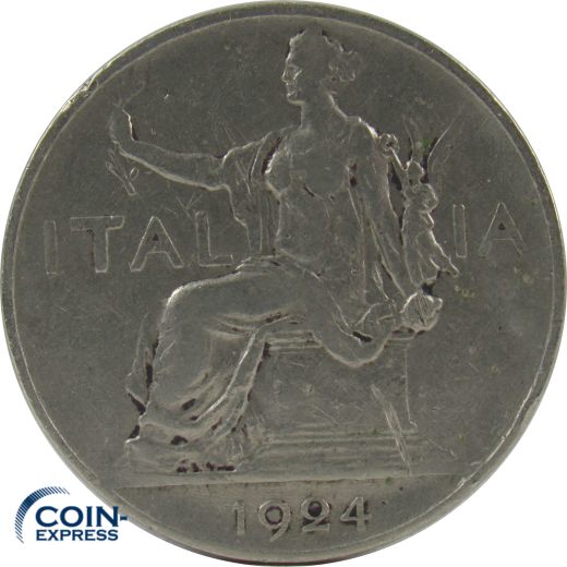 1 Lira Italien 1924 - Sitzende Italia