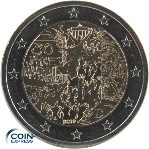2 Euro Gedenkmünze Deutschland 2019 Mauerfall - A