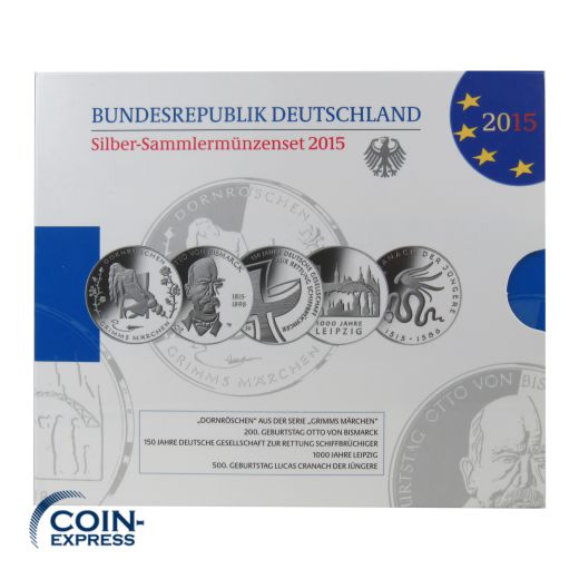 10 Euro Silber Gedenkmünzenset Deutschland 2015 Spiegelglanz