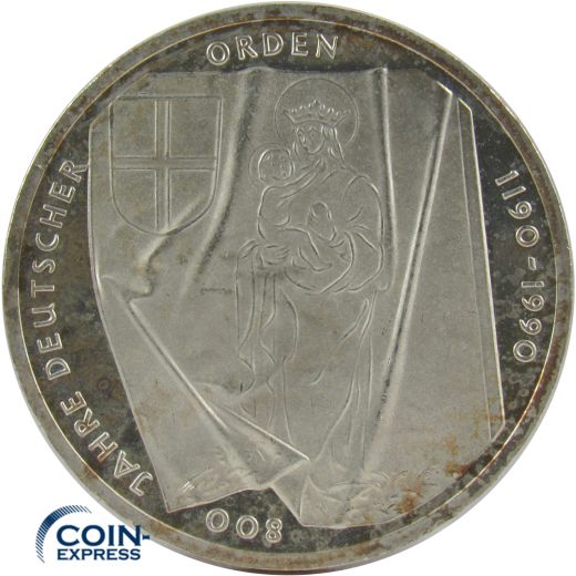 10 DM Gedenkmünze Deutschland 1990 J Deutscher Orden