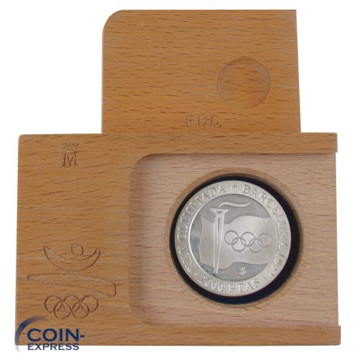 2000 Pesetas Spanien 1991 - Olympia Barcelona 1992 Olympische Flamme