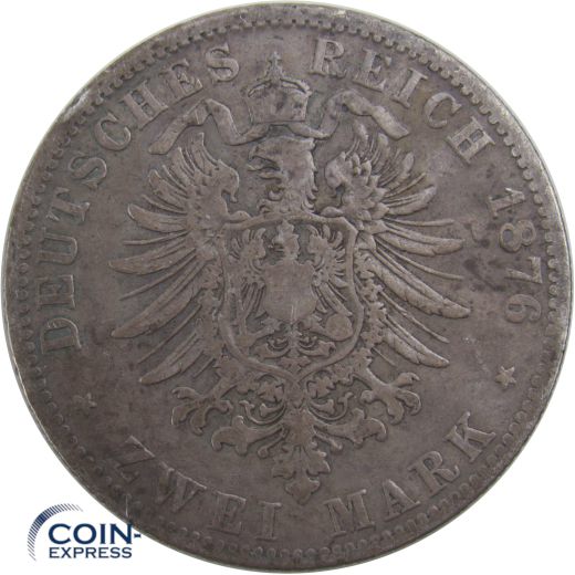 2 Mark Münze Hamburg 1876 J