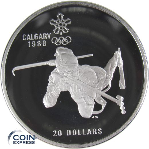 20 Dollar Gedenkmünze Kanada 1986 PP - Olympia Calgary Biathlon