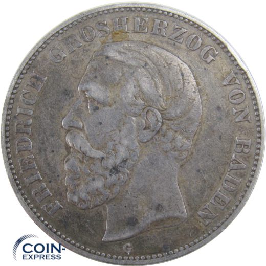 5 Mark Münze Baden 1875 G Friedrich