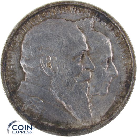 2 Mark Münze Baden 1906 G Goldene Hochzeit