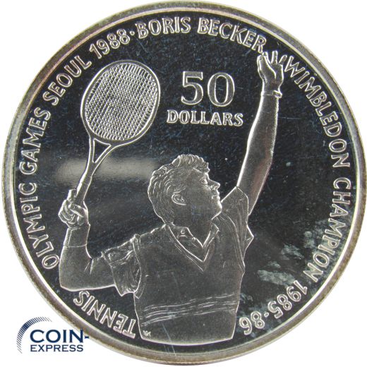 50 Dollar Niue 1987 Boris Becker Wimbledon Sieger 1985-86
