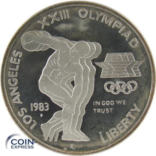 1 Dollar Gedenkmünze USA 1983 Olympia Los Angeles Diskuswerfer