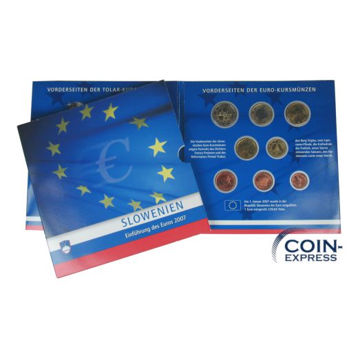 Euro Kursmünzensatz Slowenien 2007 - mit Briefmarken
