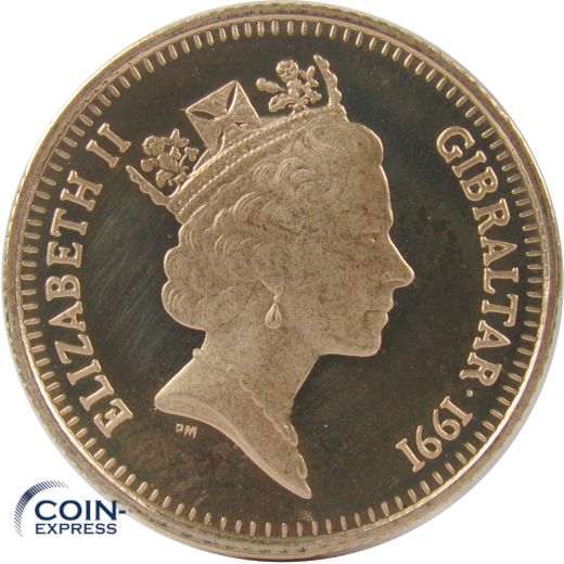 70 ECU - 50 Pound Goldmünze Gibraltar 1991 Ritter zu Pferd