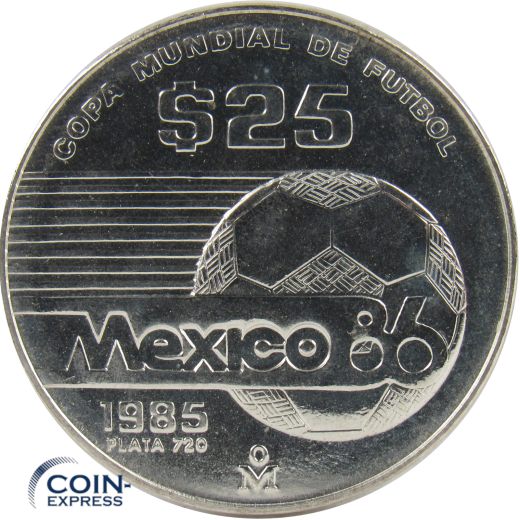 25 Pesos Mexiko 1985 - Fußball Weltmeisterschaft 1986
