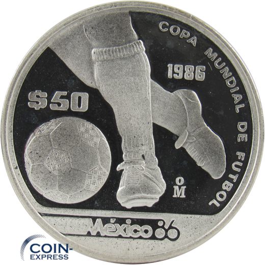 50 Pesos Mexiko 1986 PP - Fußball Weltmeisterschaft 1986