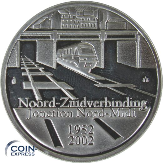 10 Euro Gedenkmünze Belgien 2002 - 50 Jahre Nord-Süd-Verbindung in Brüssel