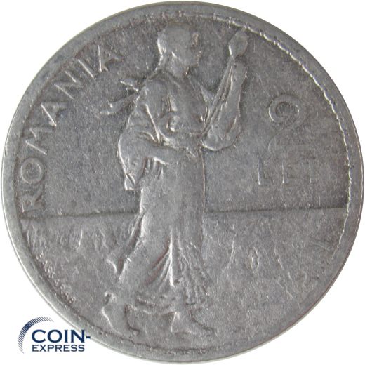2 Lei Münze Rumänien 1911 Carol I