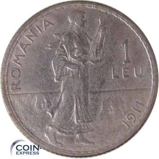 1 Leu Münze Rumänien 1911 Carol I