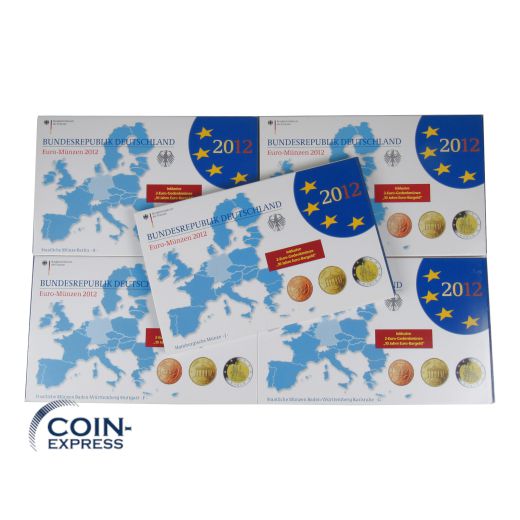 Euro Kursmünzensätze Deutschland 2012 PP ADFGJ