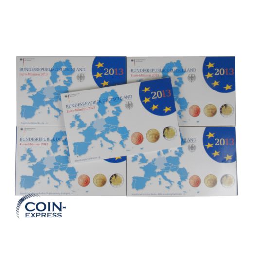 Euro Kursmünzensätze Deutschland 2013 PP ADFGJ